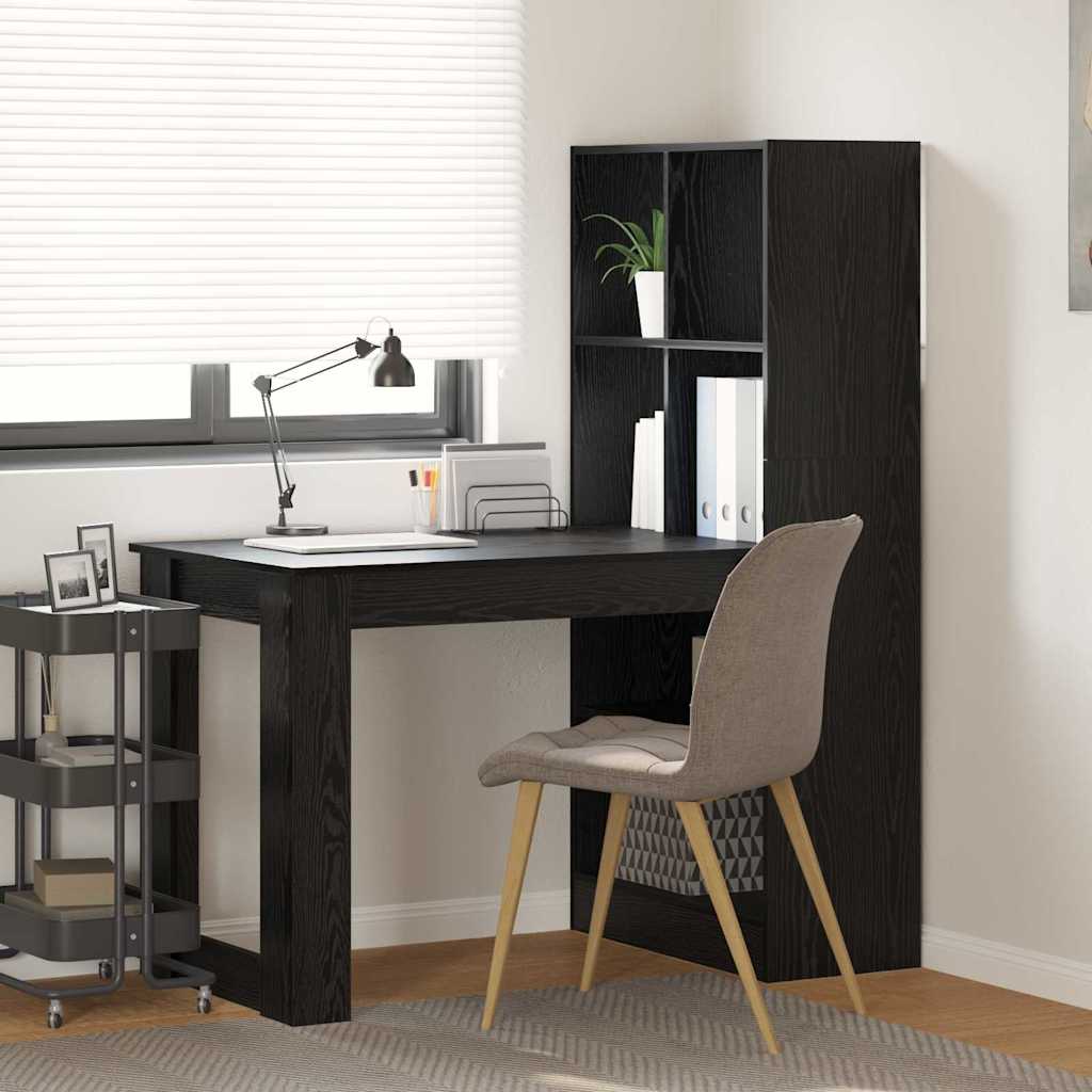 vidaXL Schreibtisch mit Regal Schwarz Eichen-Optik 122 x 67 x 145 cm