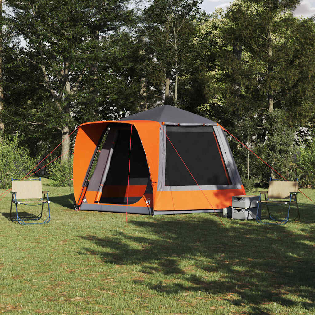 vidaXL Campingzelt Grau und Orange 420 x 420 x 227 cm Polyester