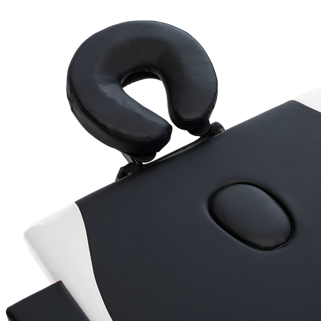 vidaXL Massageliege Klappbar 2-Zonen mit Holzgestell Schwarz und Weiß - Image 5