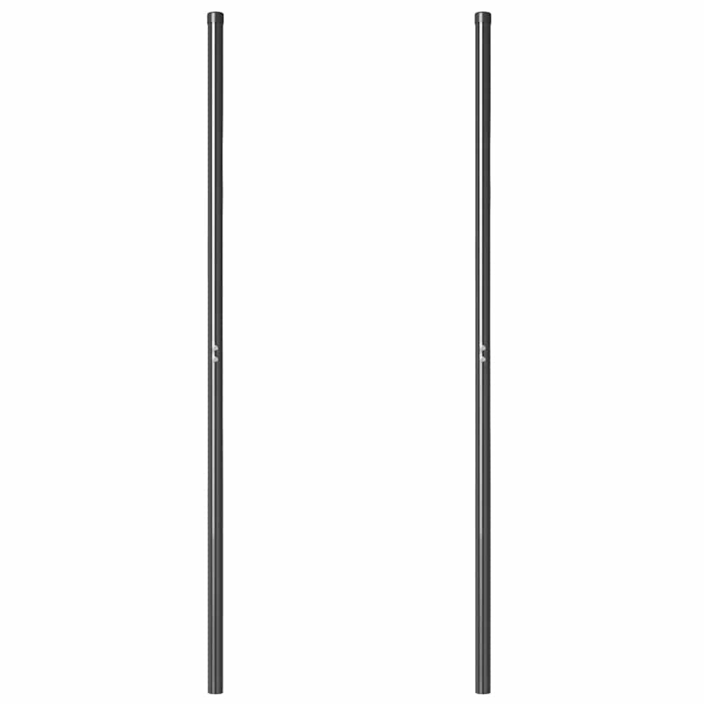 vidaXL Zaunpfosten 2 pcs Grau Pulverbeschichteter Stahl - Image 3