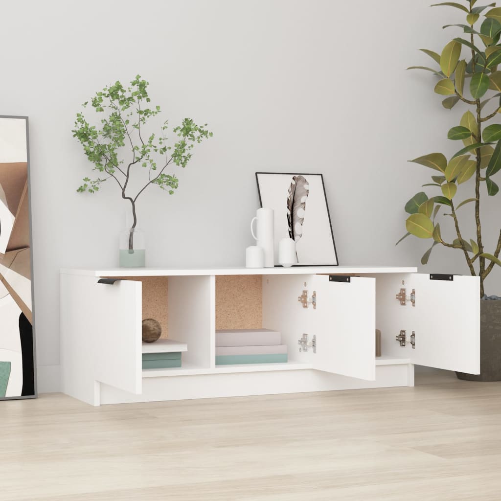 vidaXL Mueble de TV madera contrachapada blanco 102x35x36,5 cm - Image 3