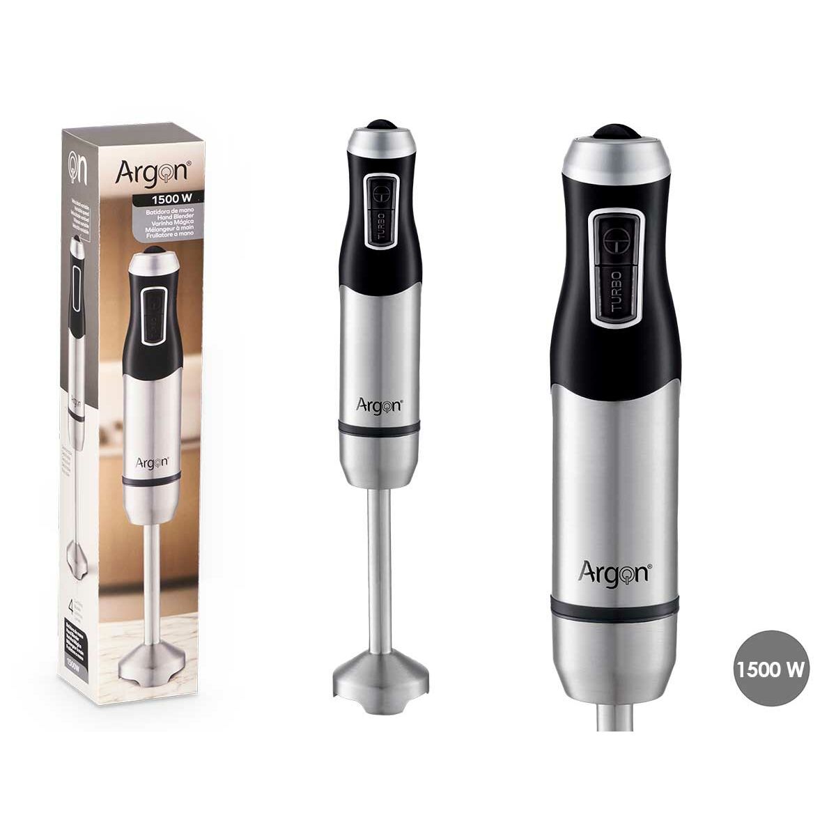 Frullatore ad Immersione Argon Nero Acciaio 1500 W