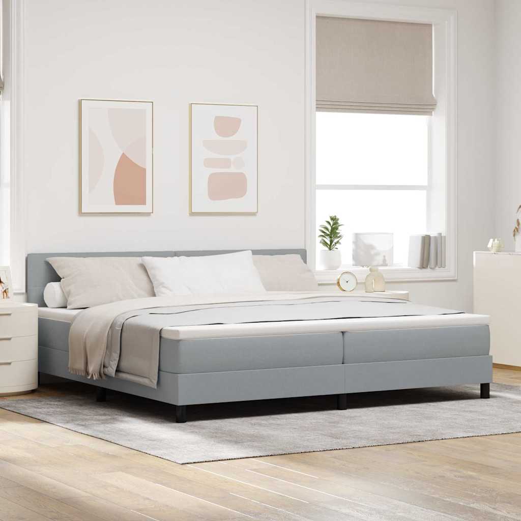 vidaXL Lit à ressorts avec matelas gris clair 200x200 cm tissu