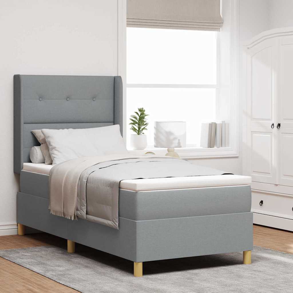 vidaXL Lit à ressorts avec matelas gris clair 100x200 cm en tissu
