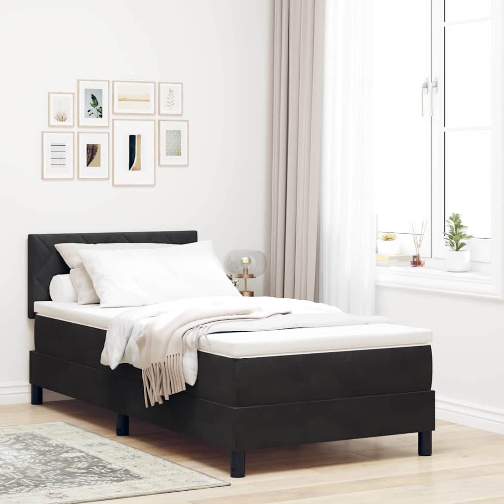 vidaXL Lit à ressorts avec matelas et LED Noir 90x190 cm Velours