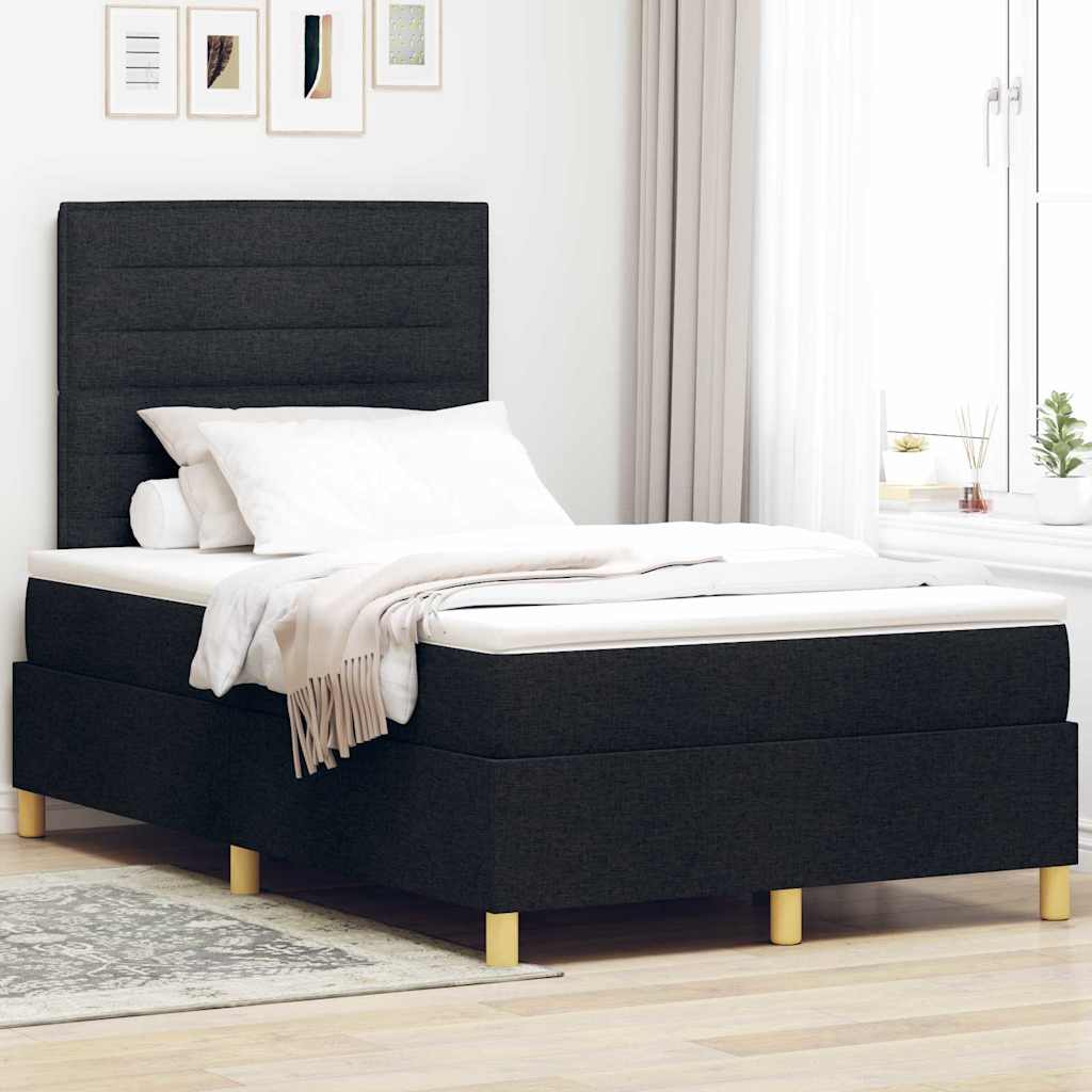 vidaXL Lit à ressorts avec matelas et LED Noir 120x190 cm Tissu