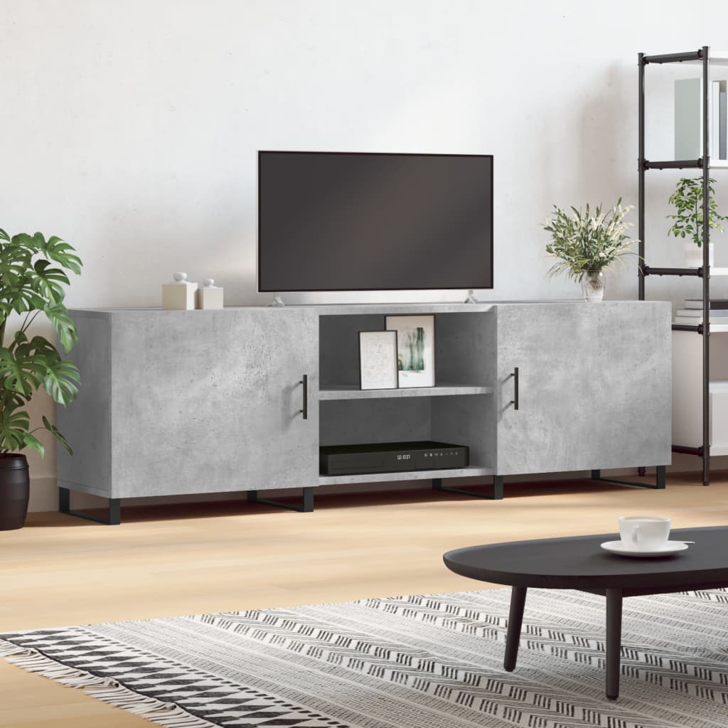 vidaXL Meuble TV gris béton 150x30x50 cm bois d'ingénierie