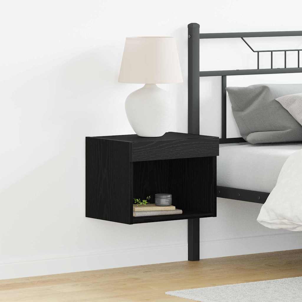 Armoire Wall vidaXL avec lumières LED Chêne Noir 40x30x30 cm