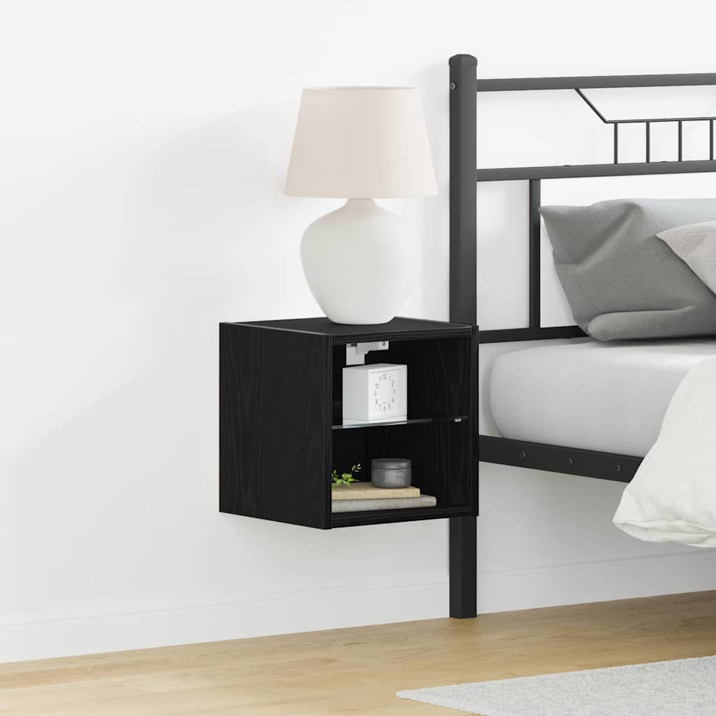 Armoire TV LED vidaXL Noir Chêne 30x28,5x30 cm Bois aggloméré