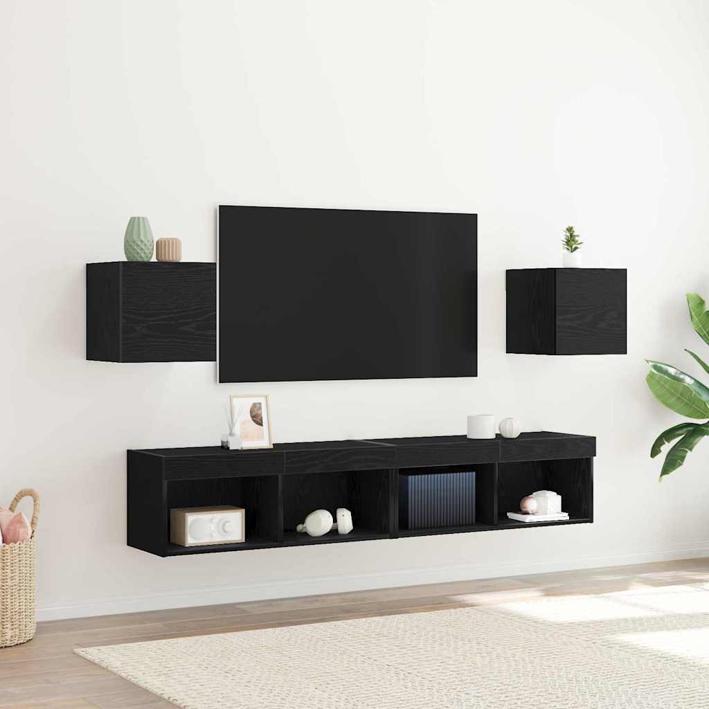 Armoires TV murales vidaXL 2 pcs Chêne noir 30,5x30x30 cm