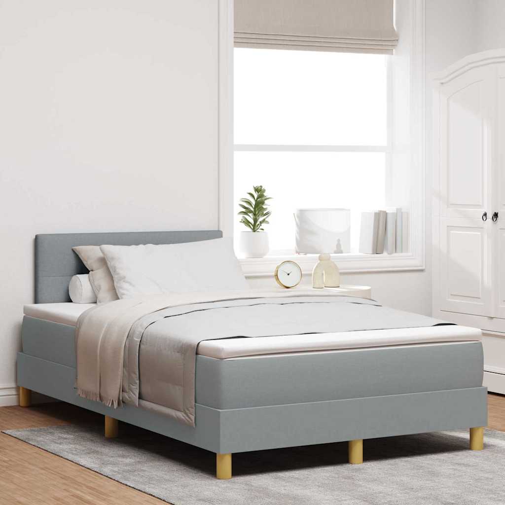 vidaXL Lit à ressorts avec matelas gris clair 120x200 cm tissu