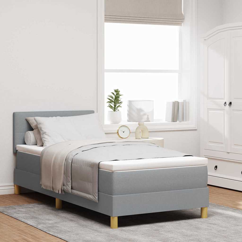 vidaXL Lit à ressorts avec matelas gris clair 90x200 cm en tissu