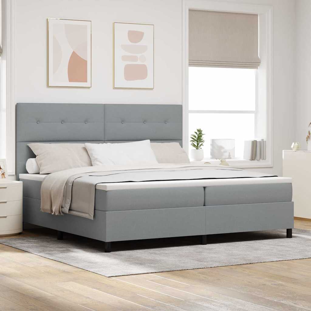 vidaXL Lit à ressorts avec Matelas Gris Clair 200x200 cm Tissu