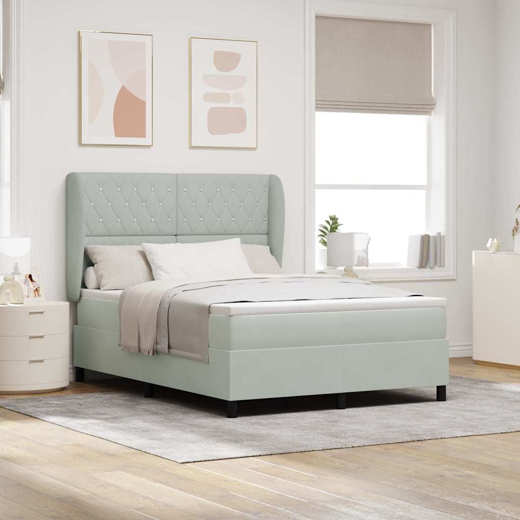 vidaXL Lit à ressorts avec matelas gris clair 140 x 190 cm en velours
