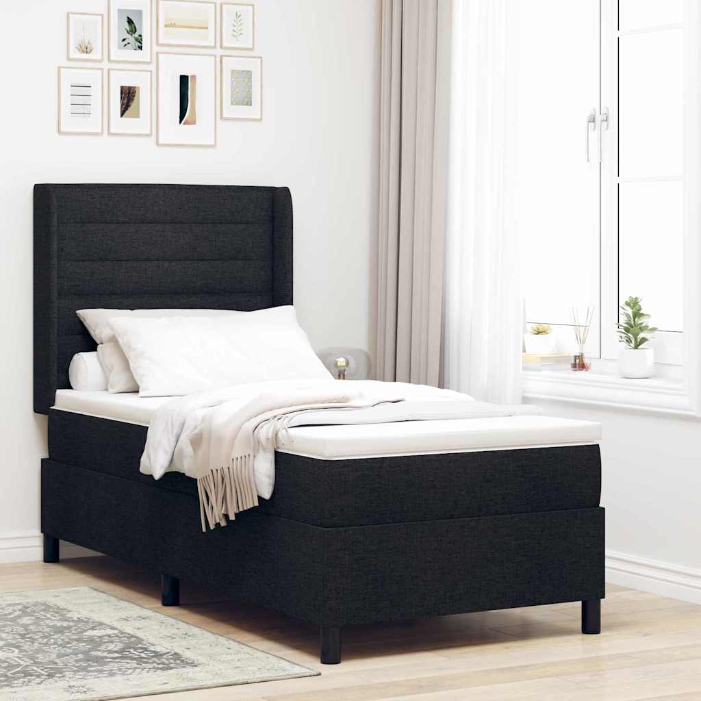 vidaXL Lit à ressorts avec matelas et LED noires 100 x 200 cm en tissu