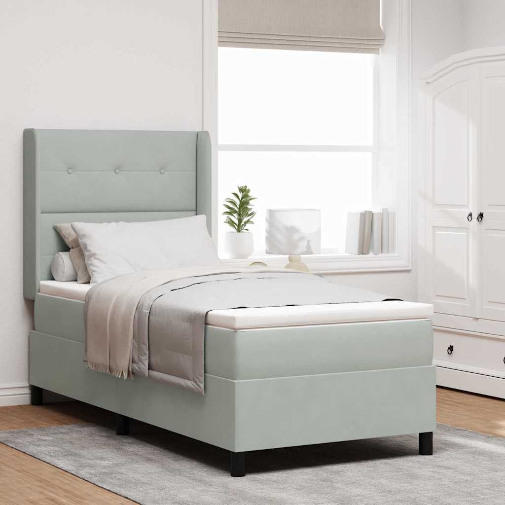 vidaXL Lit à ressorts avec matelas Gris clair 100x200 cm Velours