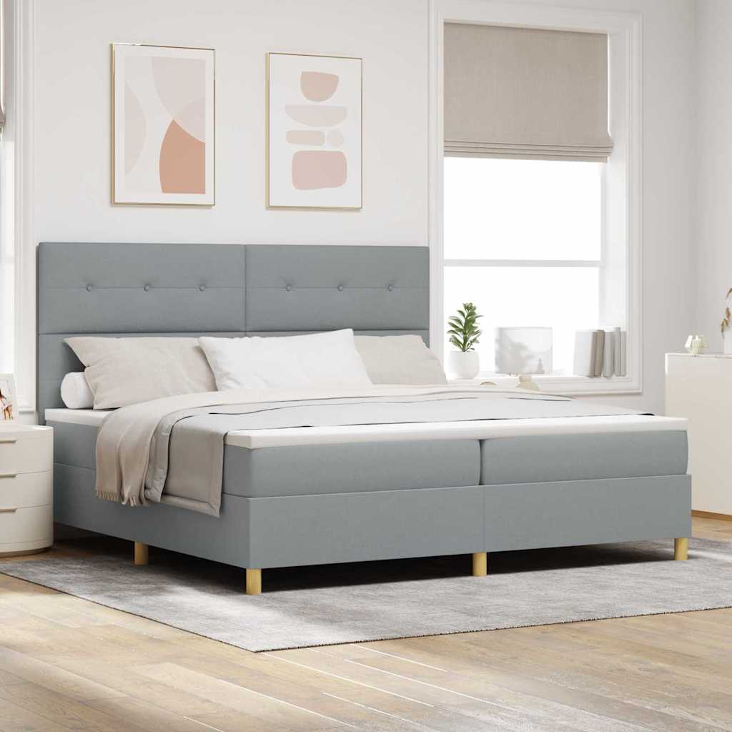 vidaXL Lit à ressorts avec matelas gris clair 200x200 cm Tissu