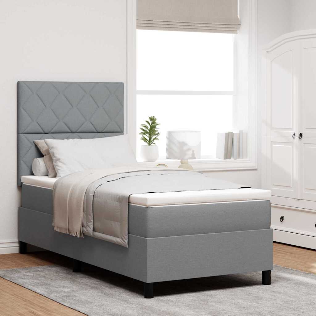 vidaXL Lit à ressorts avec matelas et lumière LED gris clair, 100 x 200 cm en tissu