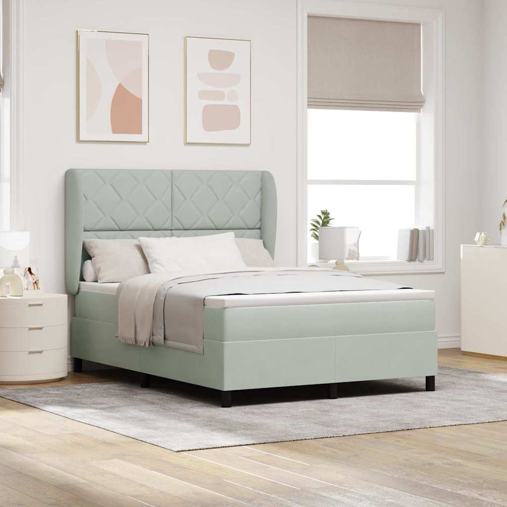 vidaXL Lit à ressorts avec matelas gris clair 140 x 190 cm en velours