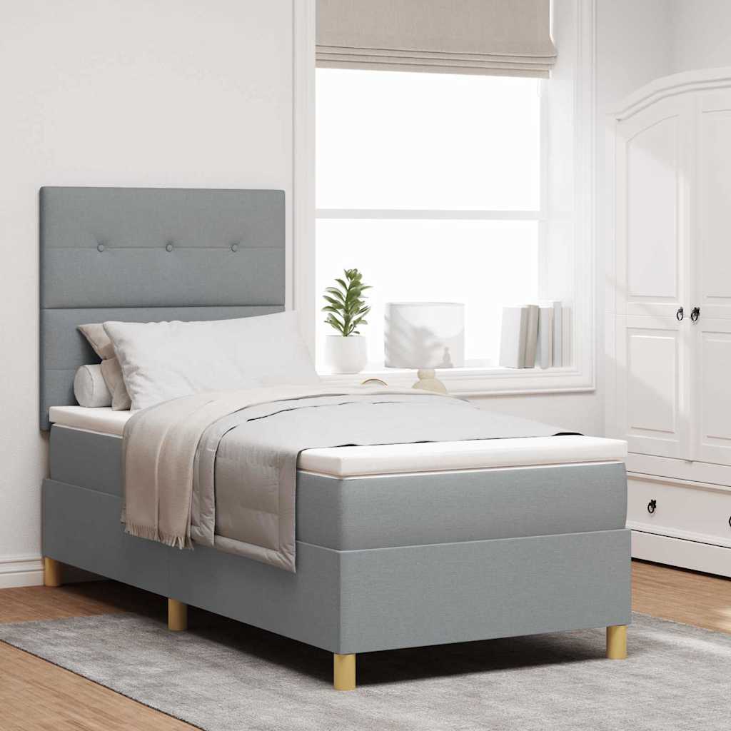 vidaXL Lit à ressorts avec matelas gris clair 100x200 cm tissu