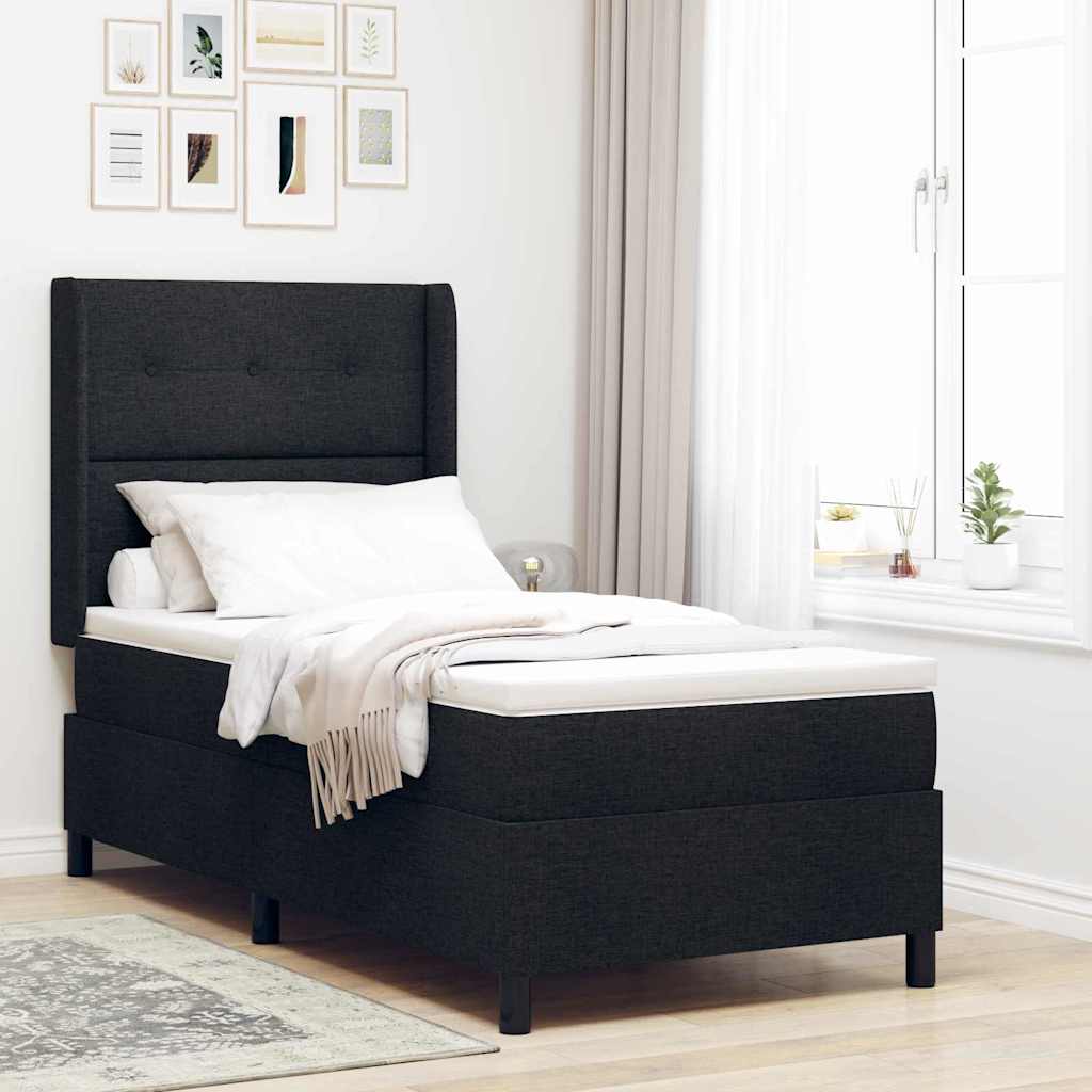 vidaXL Lit à ressorts avec matelas et LED noir 80x200 cm en tissu
