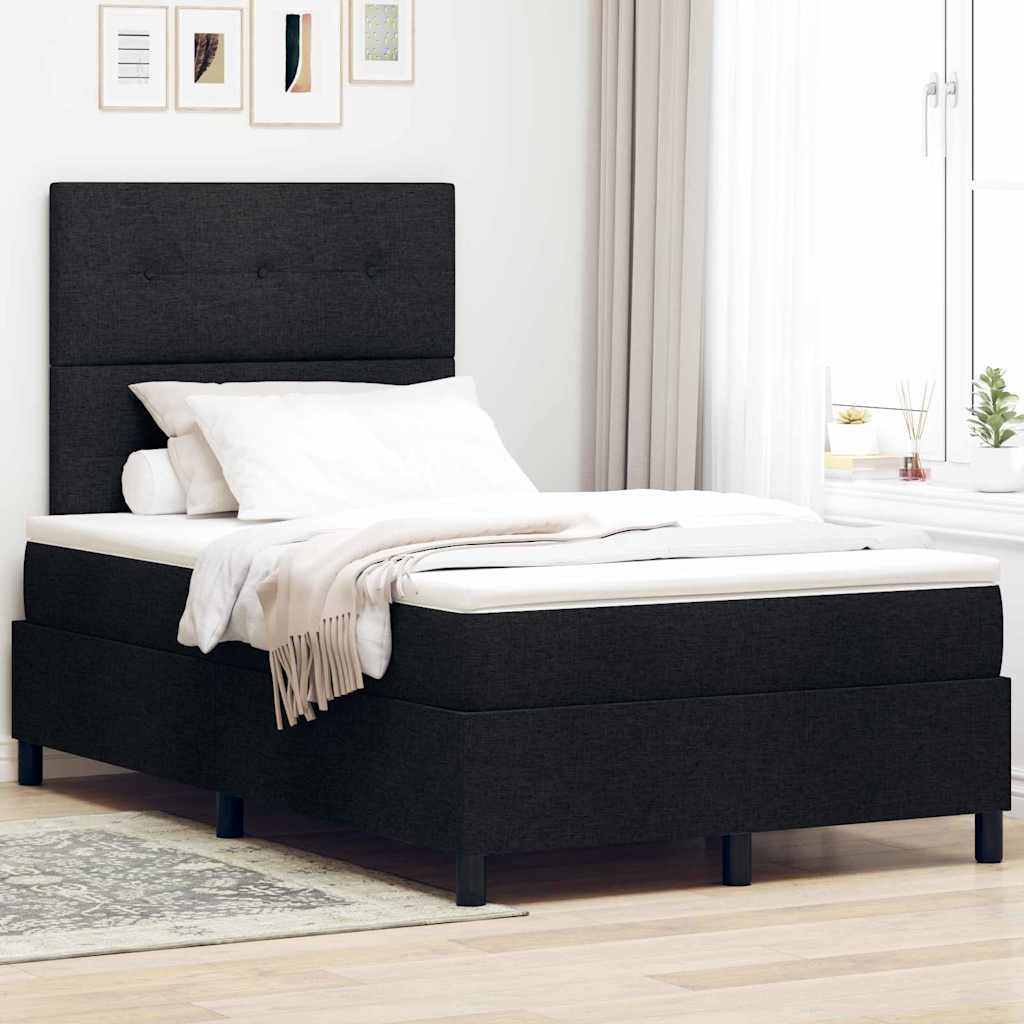 vidaXL Lit à ressorts avec matelas et lumières LED - Noir, 120 x 200 cm, Tissu