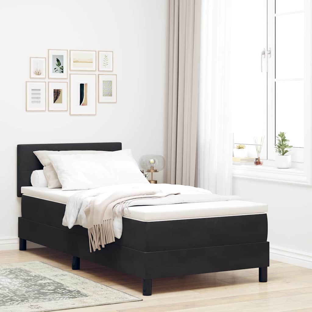 VidaXL Lit à ressorts avec matelas et LED Noir 90x200 cm Velours