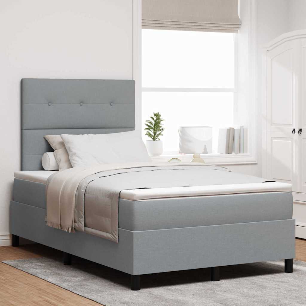vidaXL Lit à ressorts avec matelas gris clair 120x200 cm en tissu