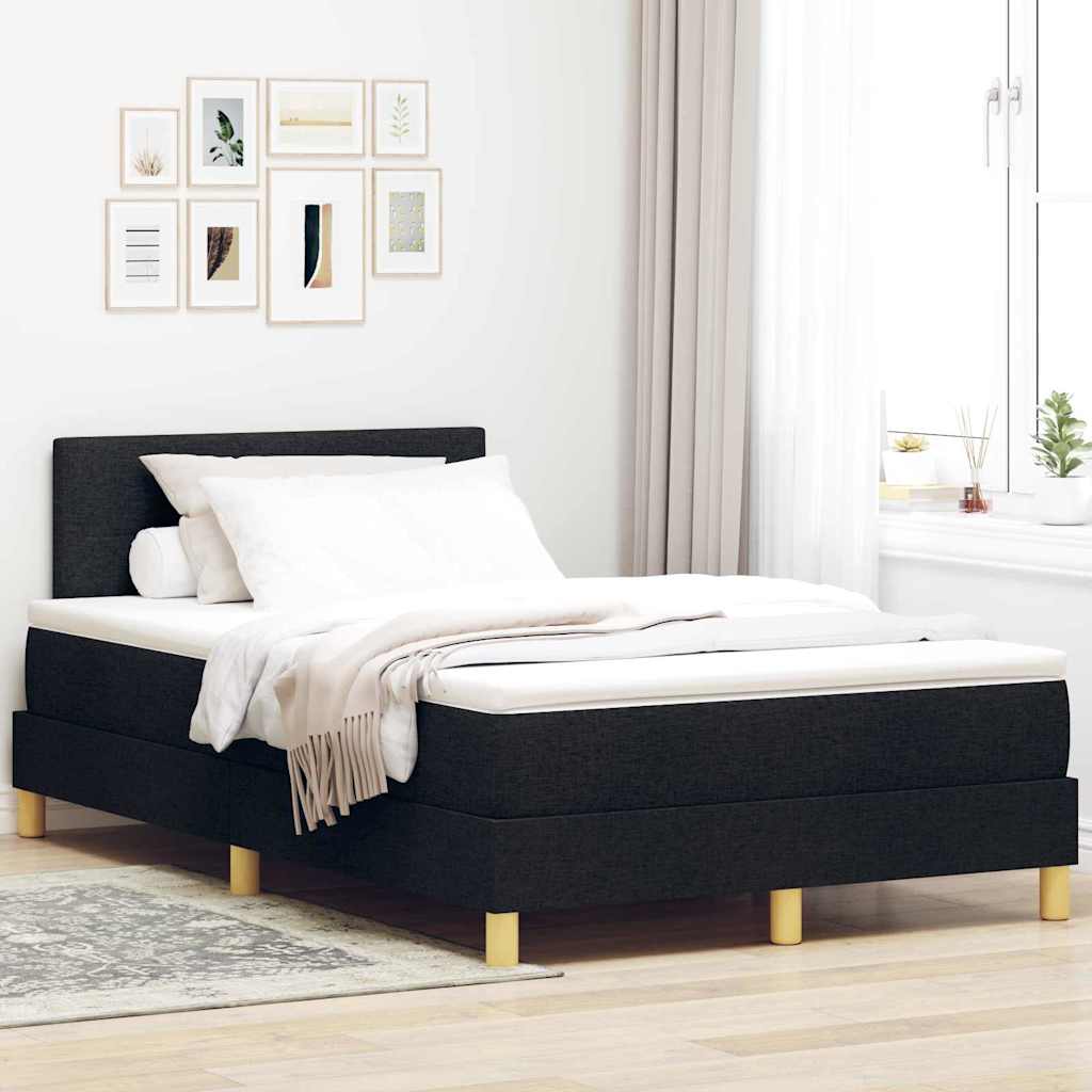 vidaXL Lit à ressorts avec matelas et LED noir 120x200 cm en tissu