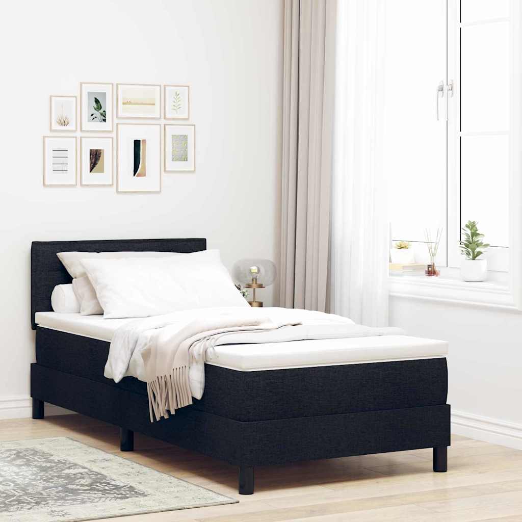 vidaXL Lit à ressorts avec matelas et LED Noir 100x200 cm En tissu