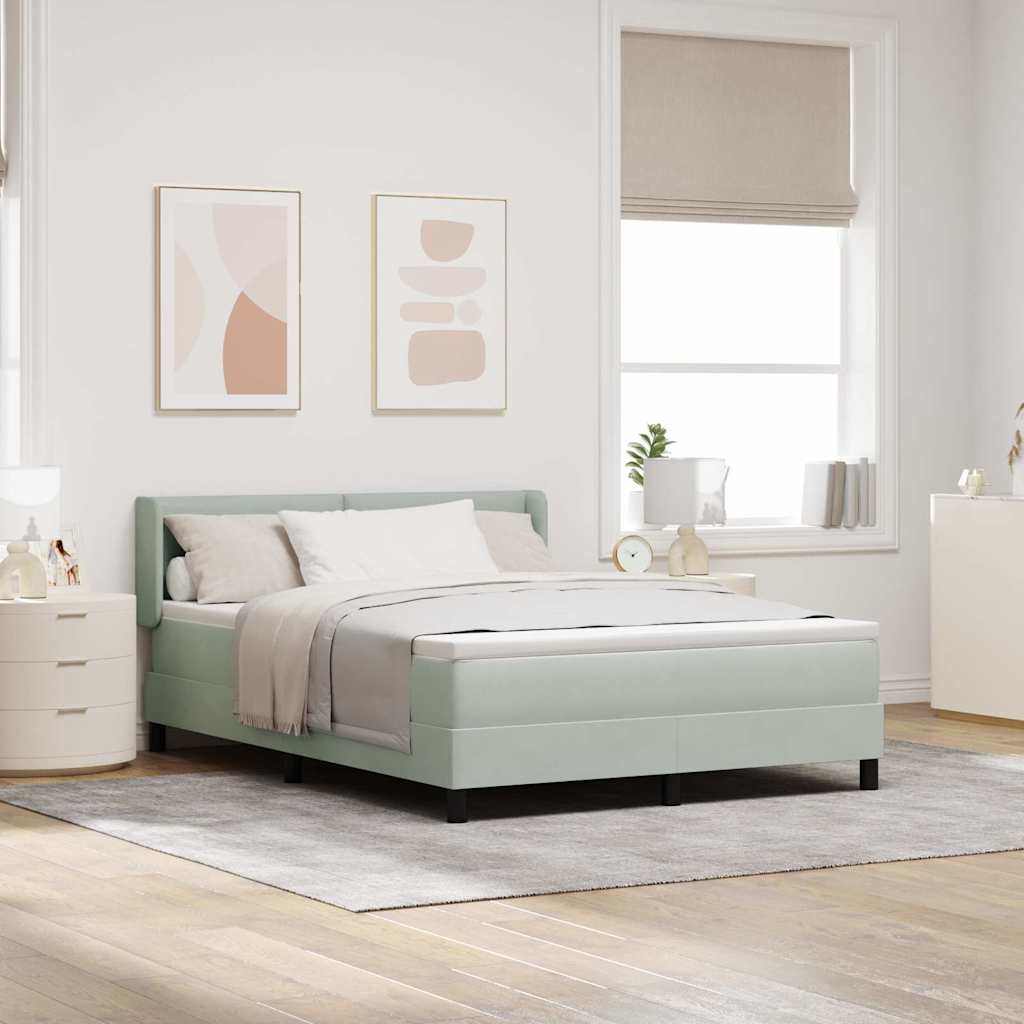 vidaXL Lit à Ressorts avec Matelas Gris Clair 140x190 cm Velours