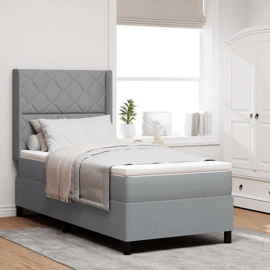 vidaXL Lit à ressorts avec matelas gris clair 100 x 200 cm en tissu
