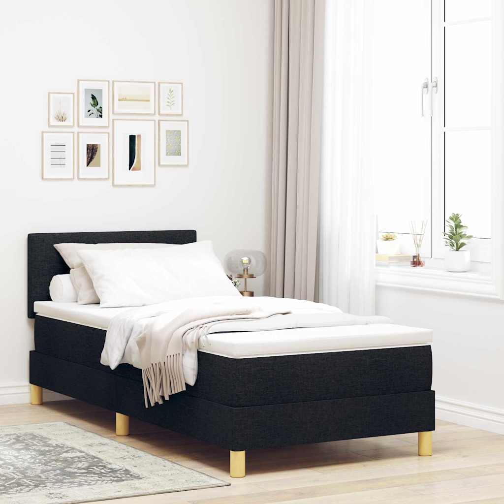 vidaXL Lit à ressorts avec matelas et LED noir 100x200 cm en tissu