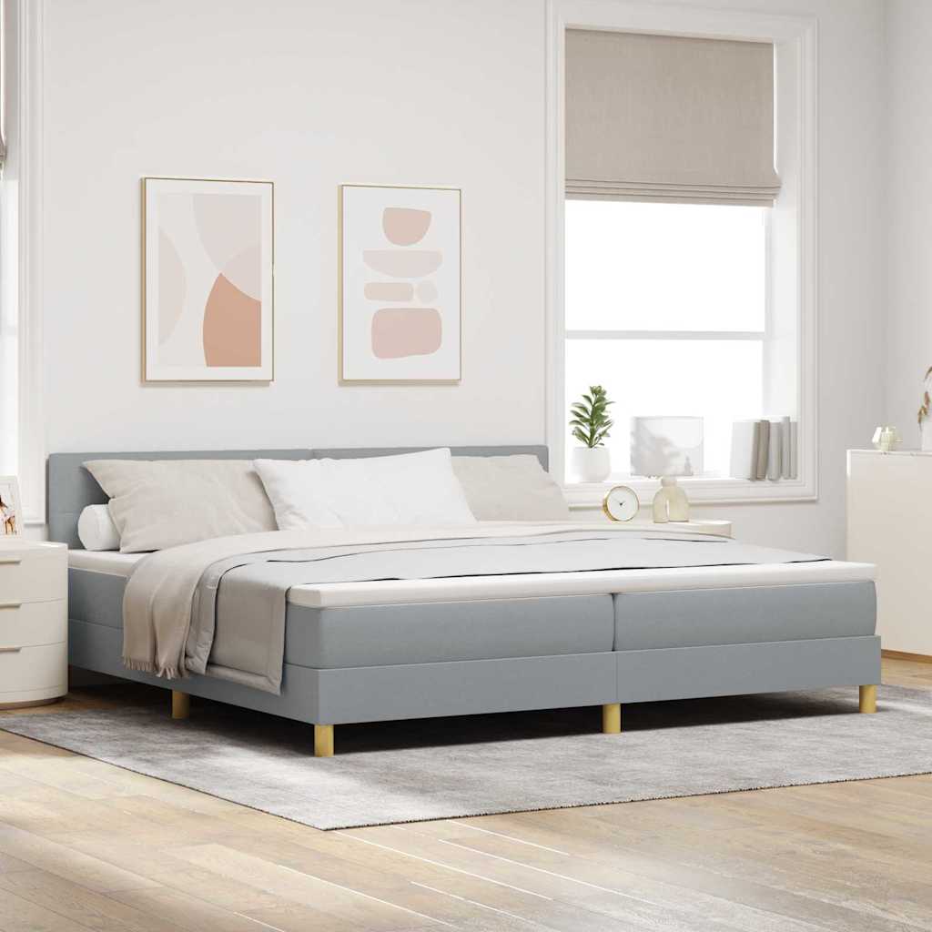 vidaXL Lit à ressorts avec matelas Gris clair 200x200 cm Tissu