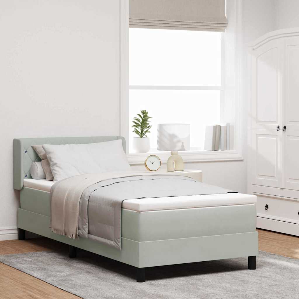 vidaXL Lit à ressorts avec matelas Gris clair 90x200 cm Velours