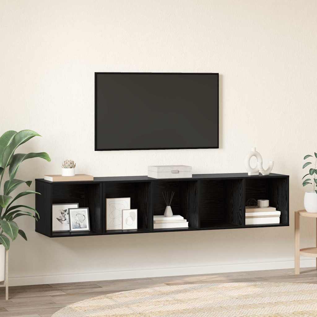 vidaXL Juego de muebles de TV 2 pcs Roble Negro Madera contrachapada