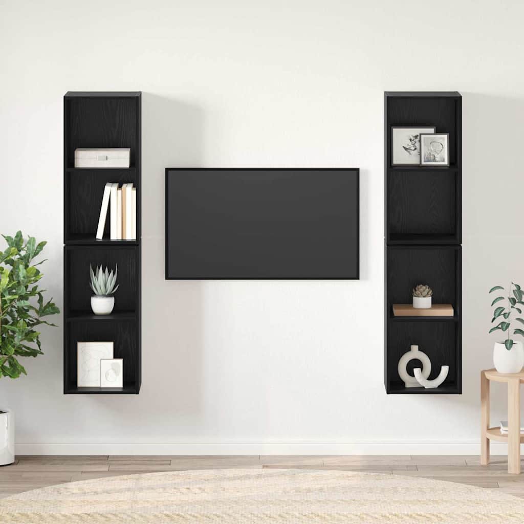 vidaXL Conjunto de mueble de TV 4 pcs Roble Negro 37 x 37 x 72 cm