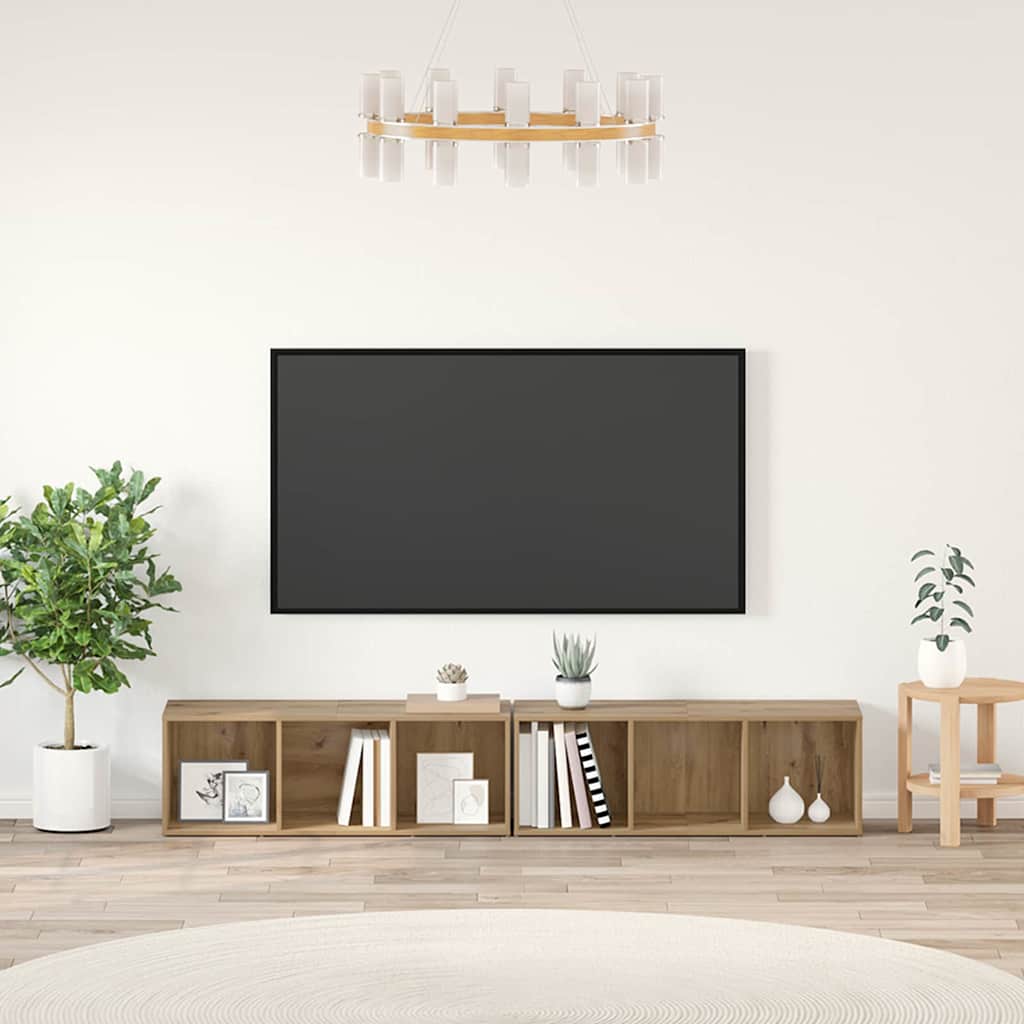 vidaXL Conjunto de mueble de TV 2 pcs Roble artesanal 37 x 35 x 107cm