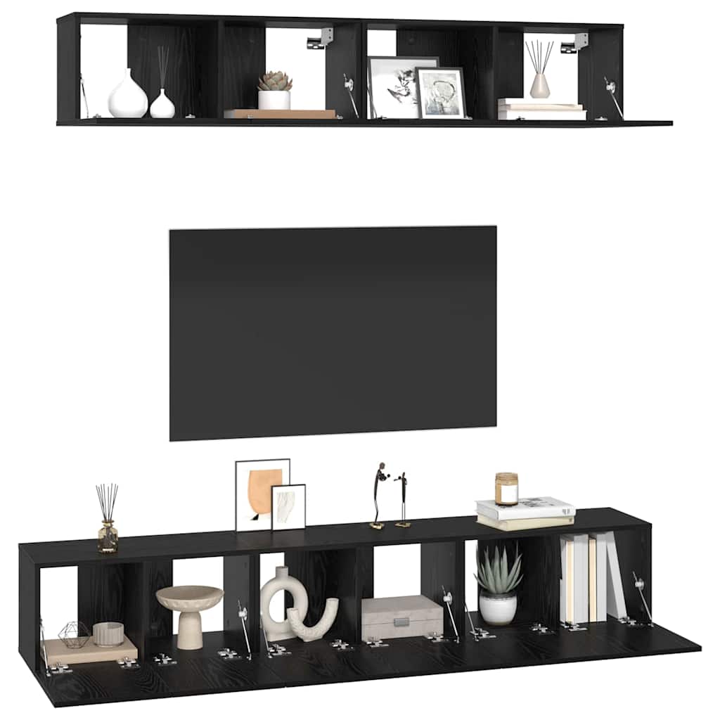 vidaXL Conjunto de mueble de TV 5 pcs Roble Negro Madera de ingeniería - Image 3
