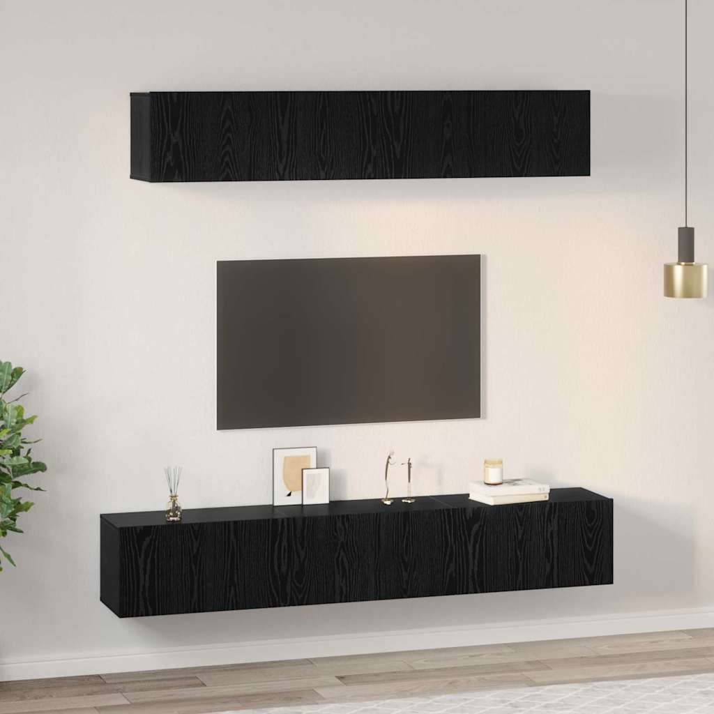 vidaXL Conjunto de mueble de TV 5 pcs Roble Negro Madera de ingeniería - Image 4