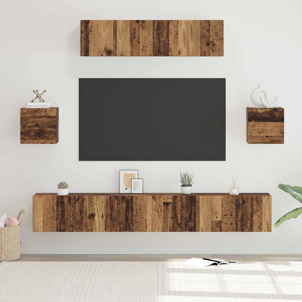 vidaXL Conjunto de mueble de TV 7 pcs Madera envejecida