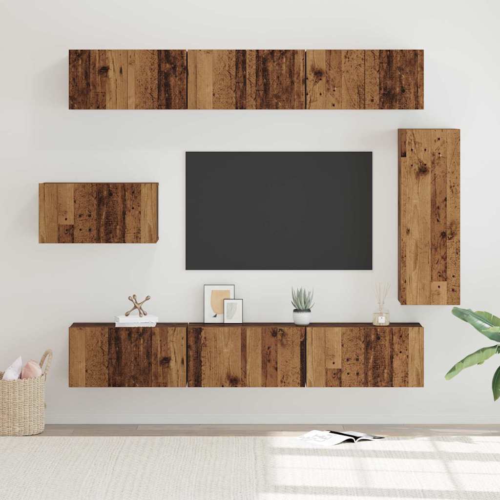 vidaXL Conjunto de mueble de TV 8 pcs Madera envejecida