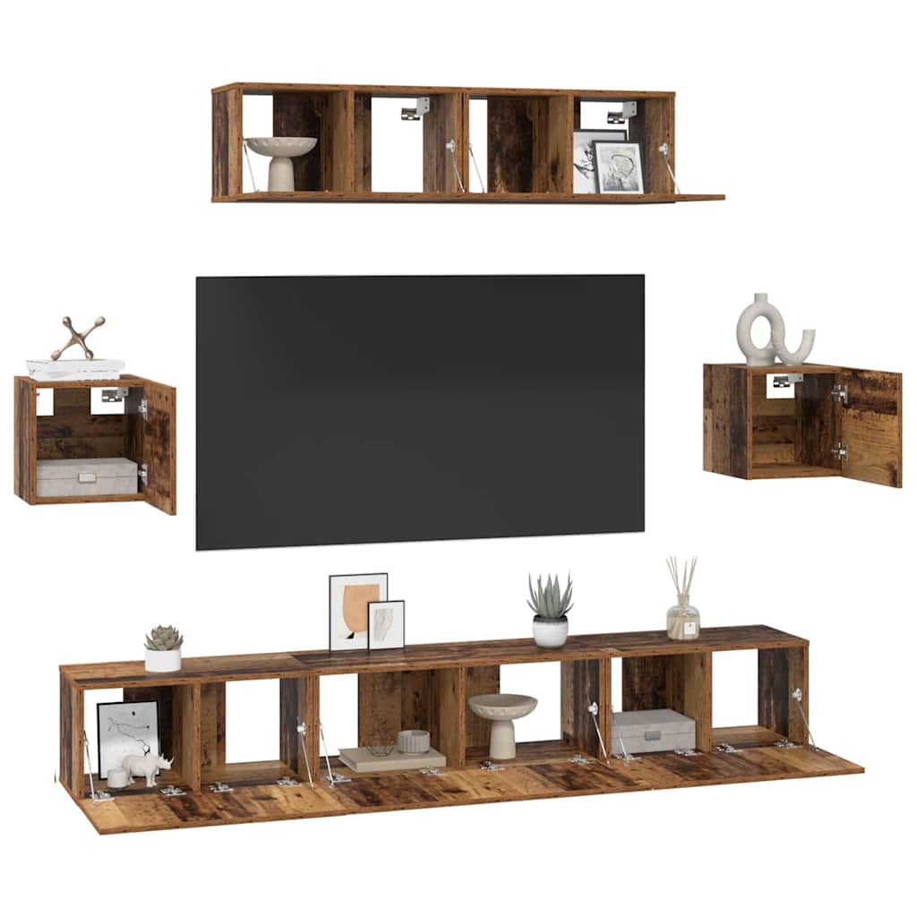 vidaXL Conjunto de mueble de TV 7 pcs Madera envejecida - Image 3