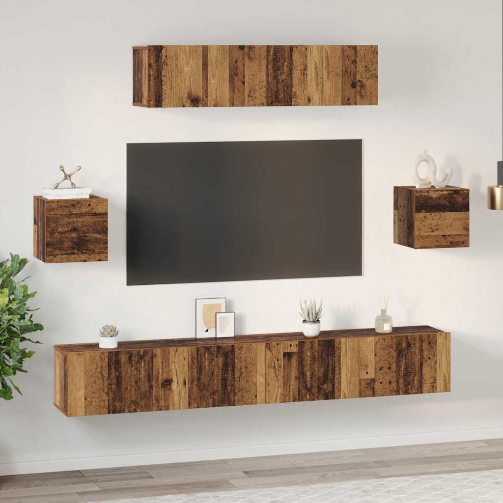 vidaXL Conjunto de mueble de TV 7 pcs Madera envejecida - Image 4
