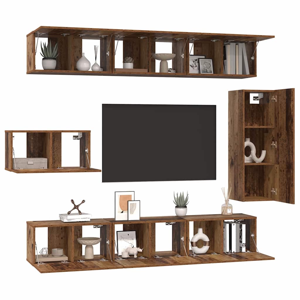 vidaXL Conjunto de mueble de TV 8 pcs Madera envejecida - Image 3