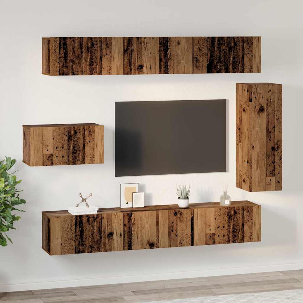 vidaXL Conjunto de mueble de TV 8 pcs Madera envejecida - Image 4
