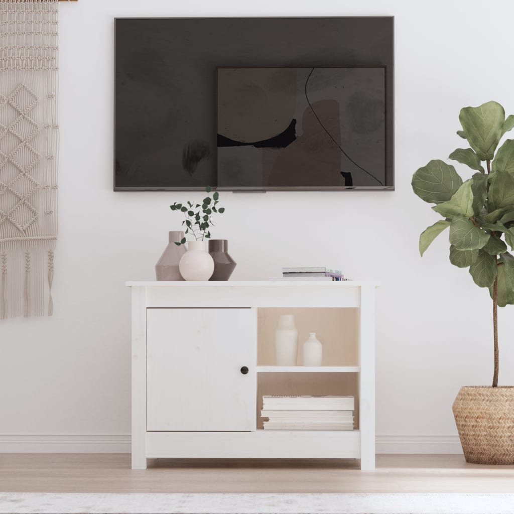 vidaXL Mueble para TV de madera maciza de pino blanco 70x36,5x52 cm