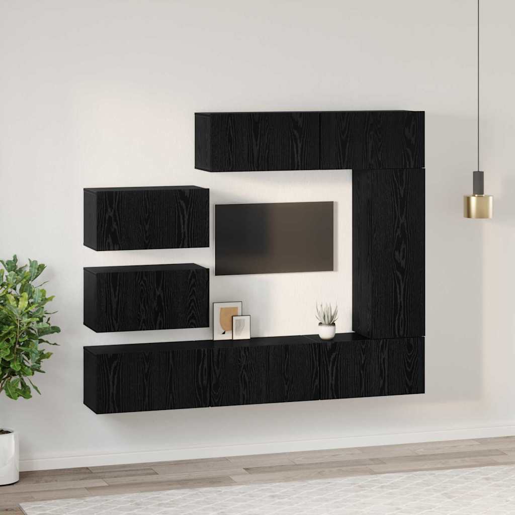 vidaXL Conjunto de mueble de TV 8 pcs Roble Negro Madera de ingeniería - Image 4