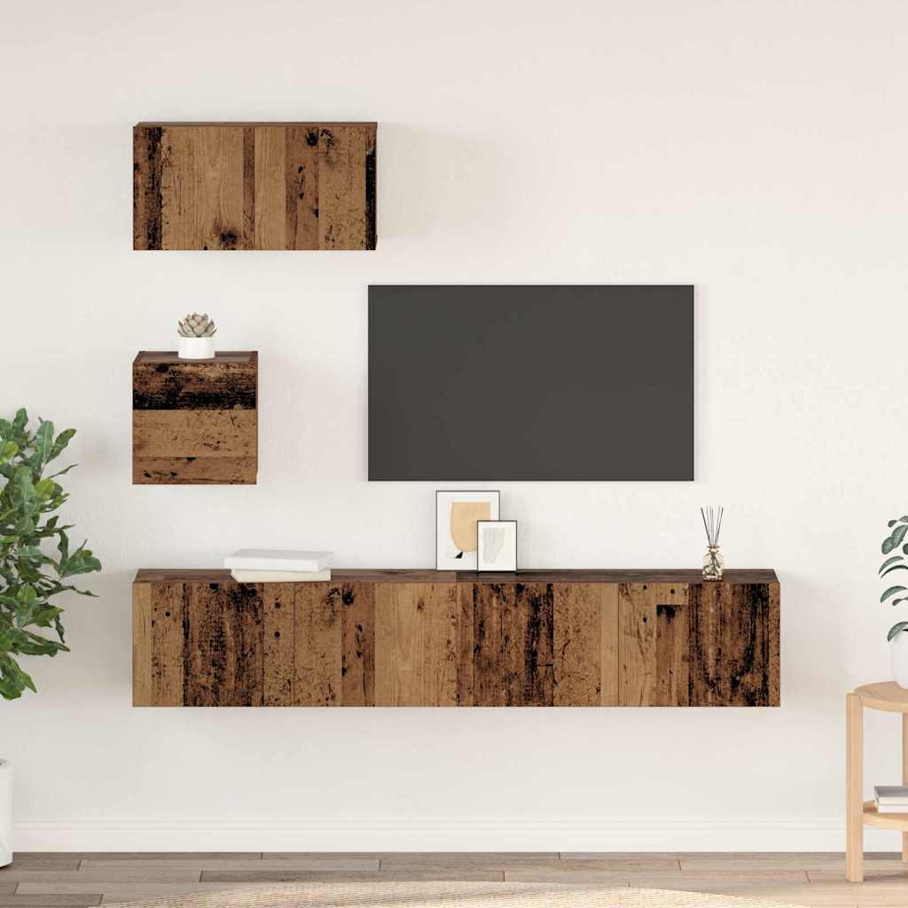 vidaXL Conjunto de mueble de TV 3 pcs Madera envejecida