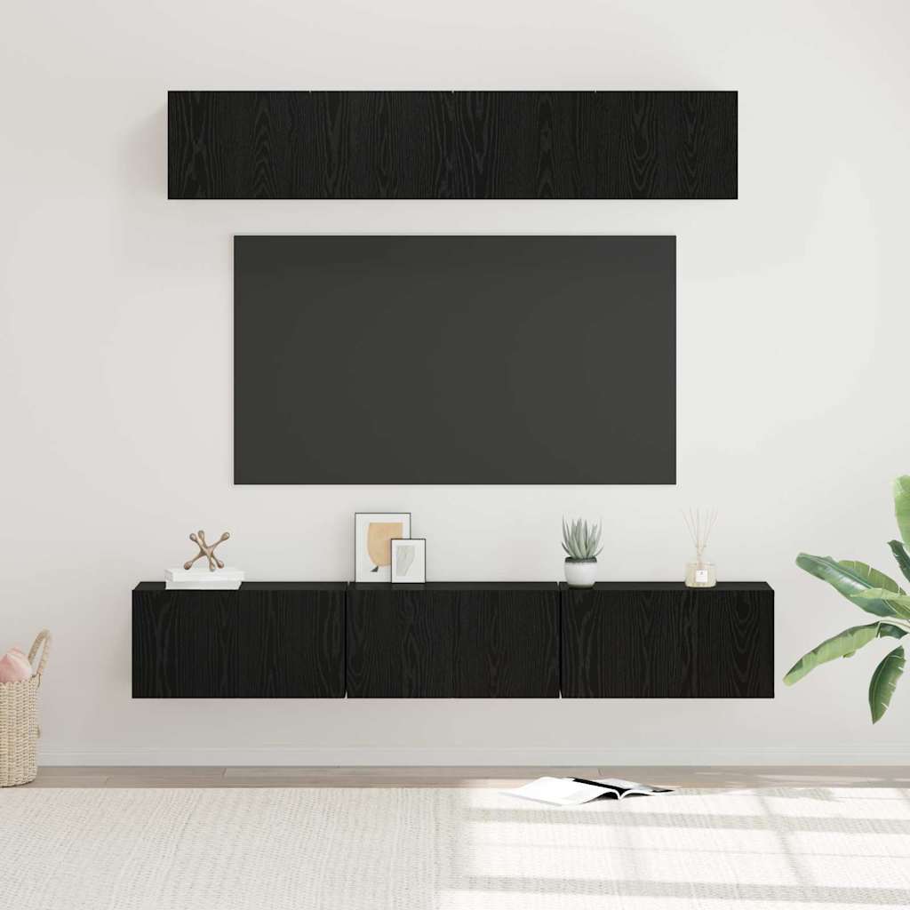 vidaXL Conjunto de mueble de TV 5 pcs Roble Negro Madera contrachapada